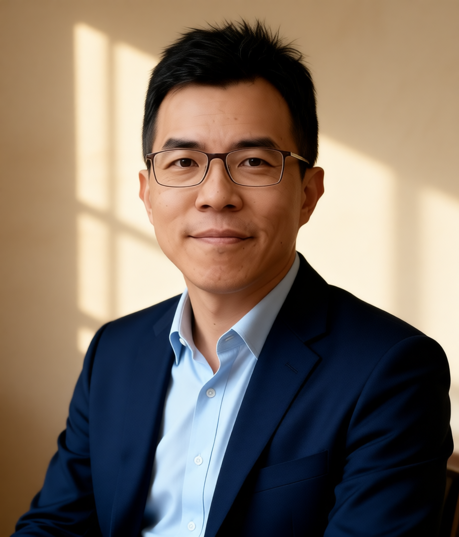 Dr Ng Si Rui in a navy jacket and pale blue shirt
